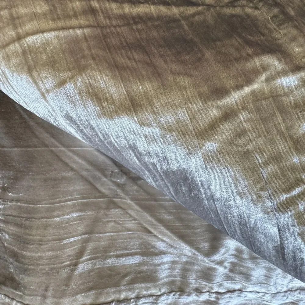 West Elm Crinkle Velvet Duvet Cover Full/Queen Pearl Gray Viscose Cotton NWOT
